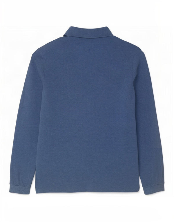 Lacoste Polo à manches longues pour homme, coupe classique, taille 6 XL, coton bleu