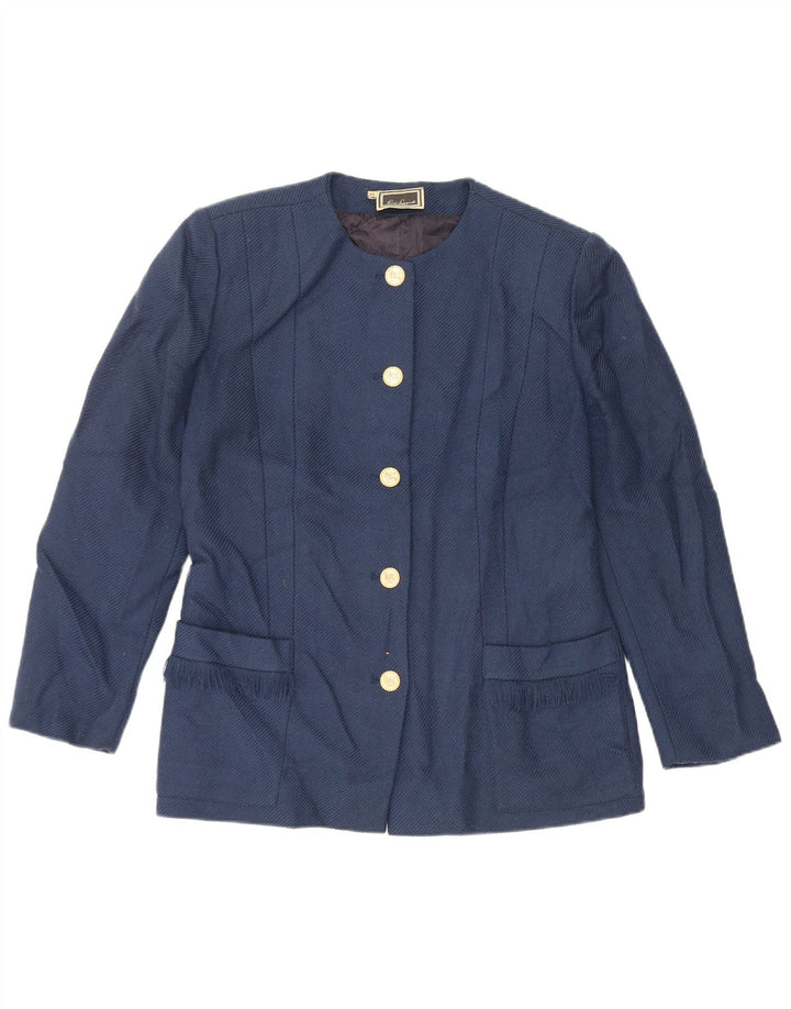 Luisa Spagnoli Veste Blazer 5 Boutons Femme IT 46 Grande Laine Vierge Bleue