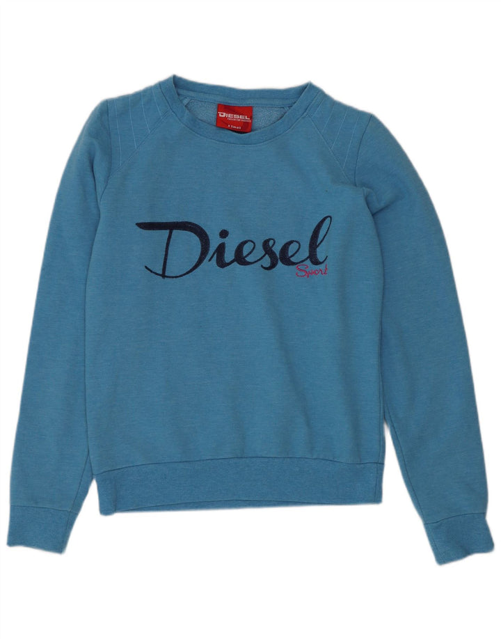 Diesel Sweat-shirt graphique pour femme UK 6 XS Bleu Polyester