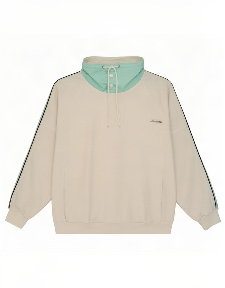 Ellesse Sweat-shirt à col boutonné pour homme en coton color block Blanc Taille L