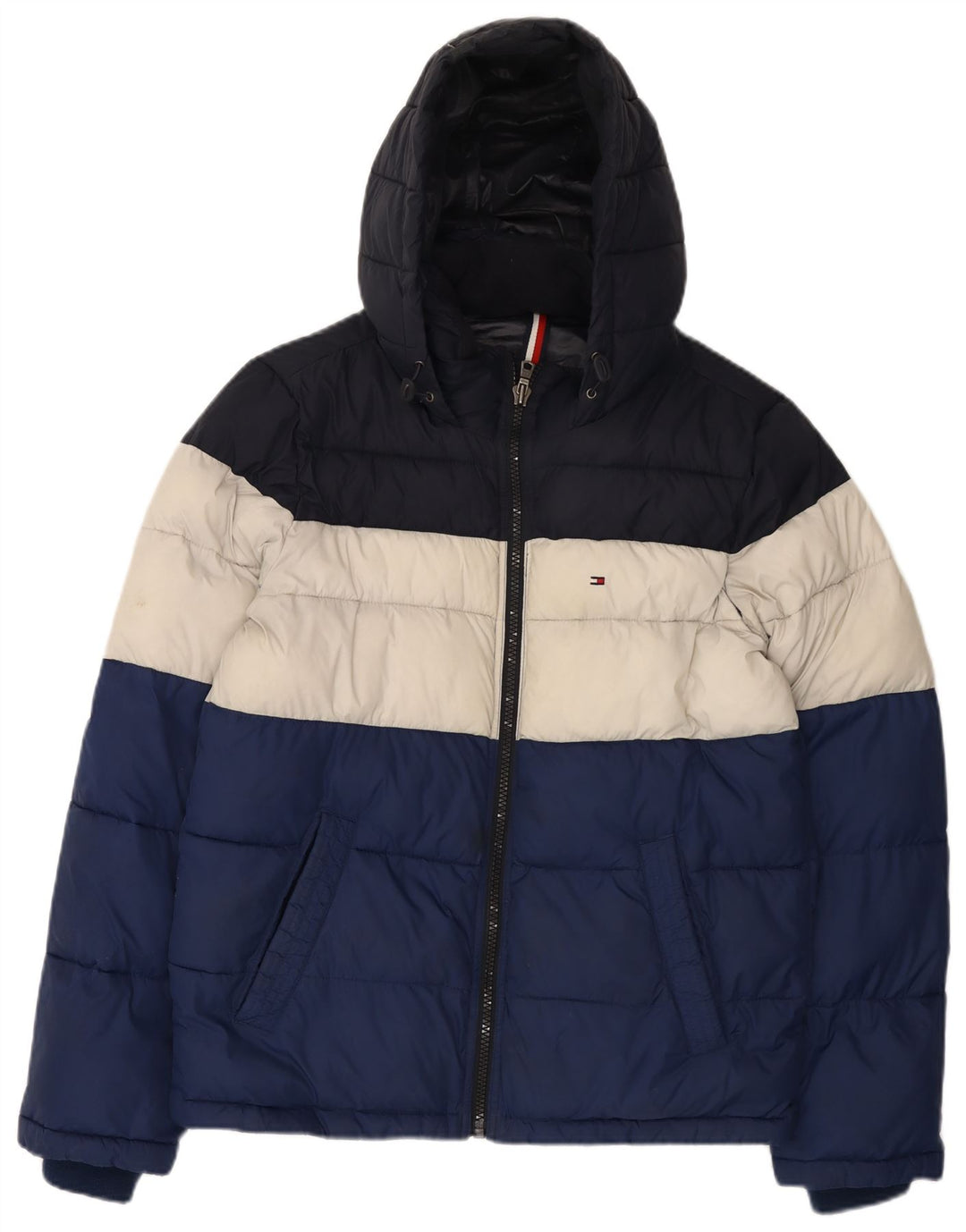Tommy Hilfiger Veste matelassée à capuche pour homme UK 36 Small Multicolore Nylon