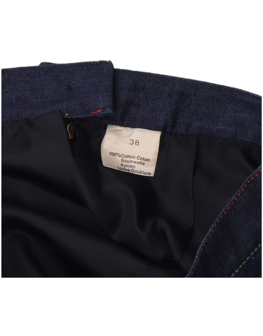 VINTAGE Jupe en denim taille haute femme EU 38 Moyen W26 Coton bleu marine