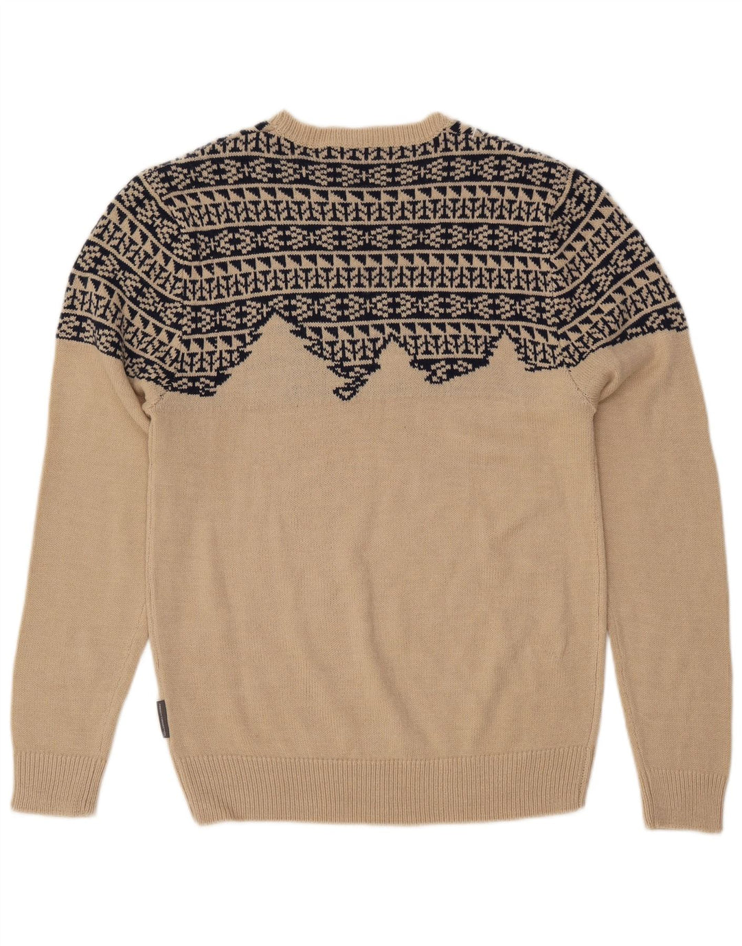 FRENCH CONNECTION Pull Col Bateau Homme Beige Moyen Géométrique