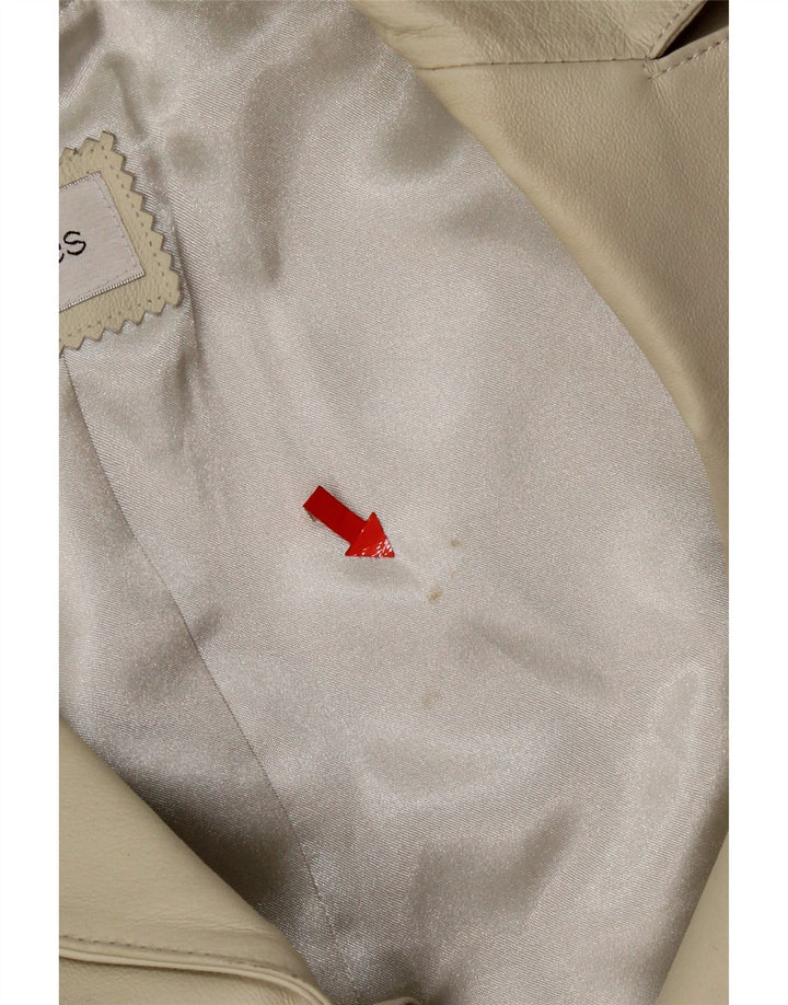 manteau en cuir femme vintage UK 12 Cuir Beige Moyen