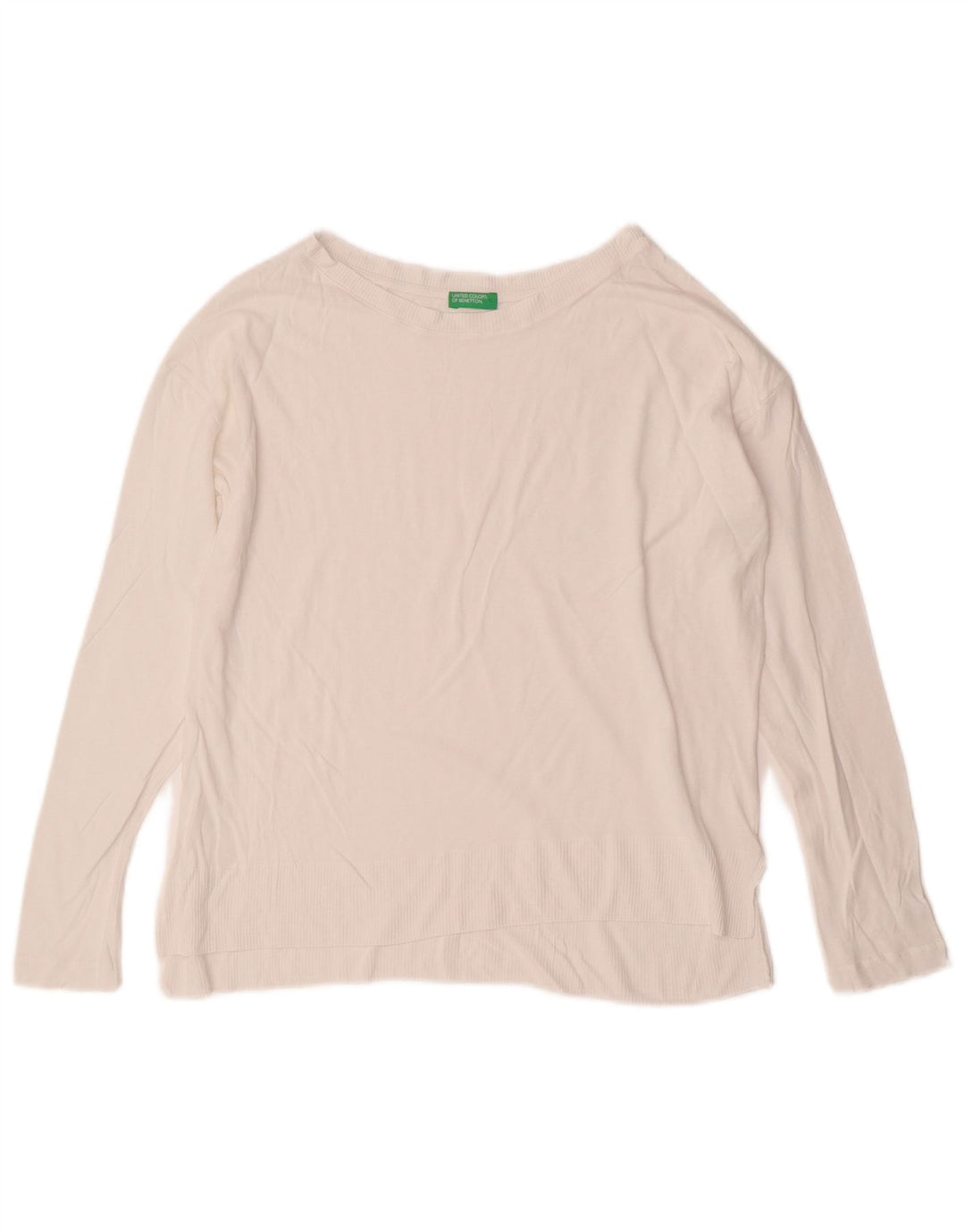 BENETTON Pull col bateau pour femme UK 14 Blanc moyen