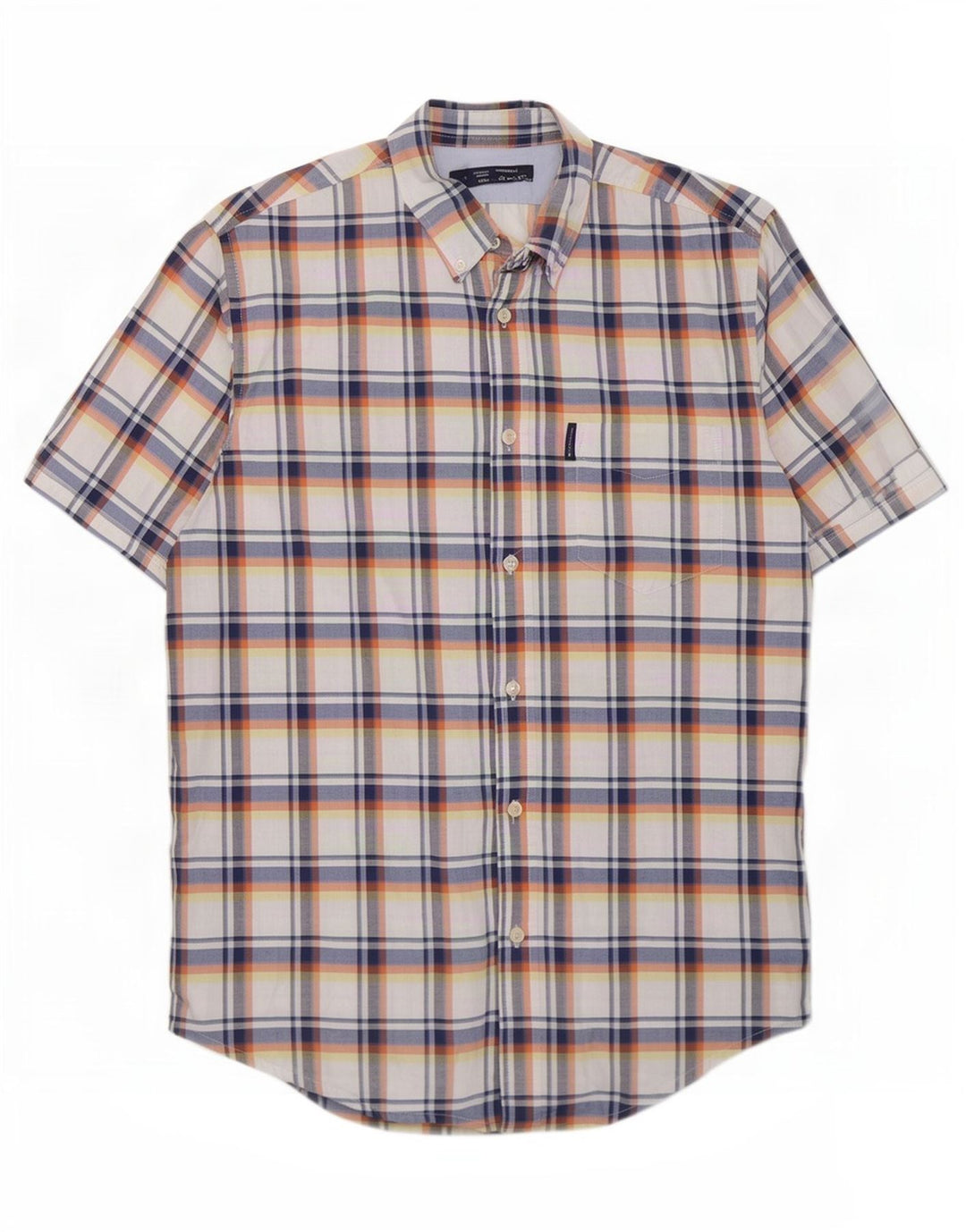Ben Sherman Chemise à manches courtes pour homme en coton à carreaux bleus