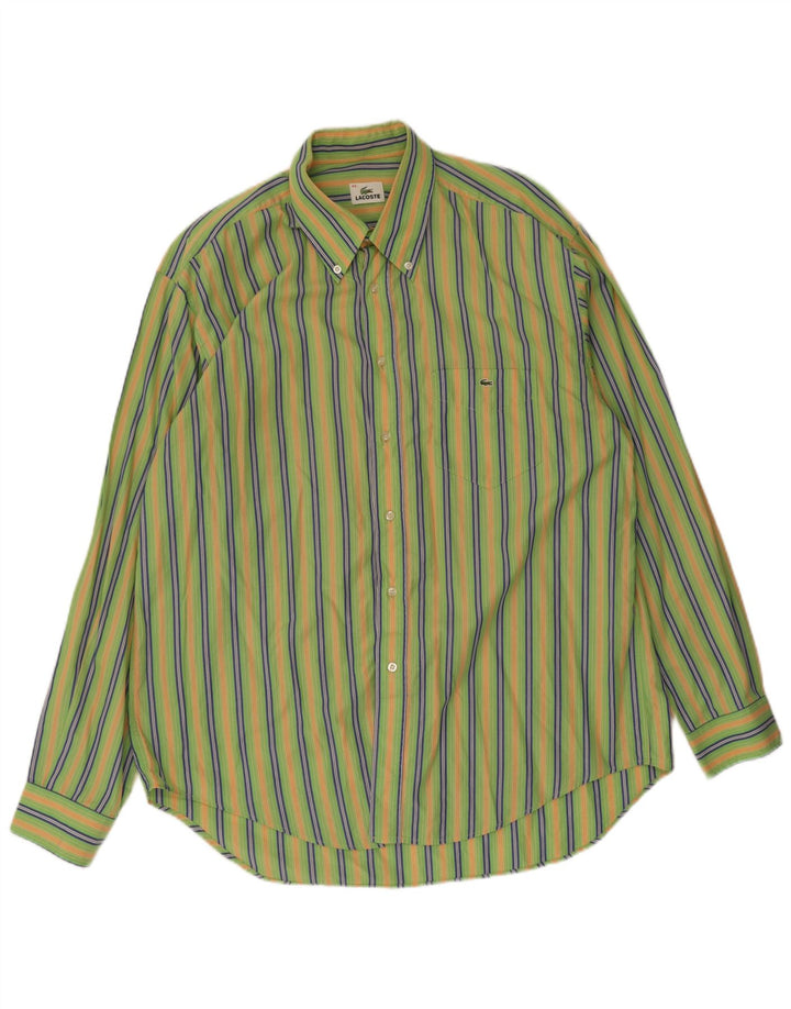 Lacoste Chemise Homme Taille 44 XL Vert Rayé