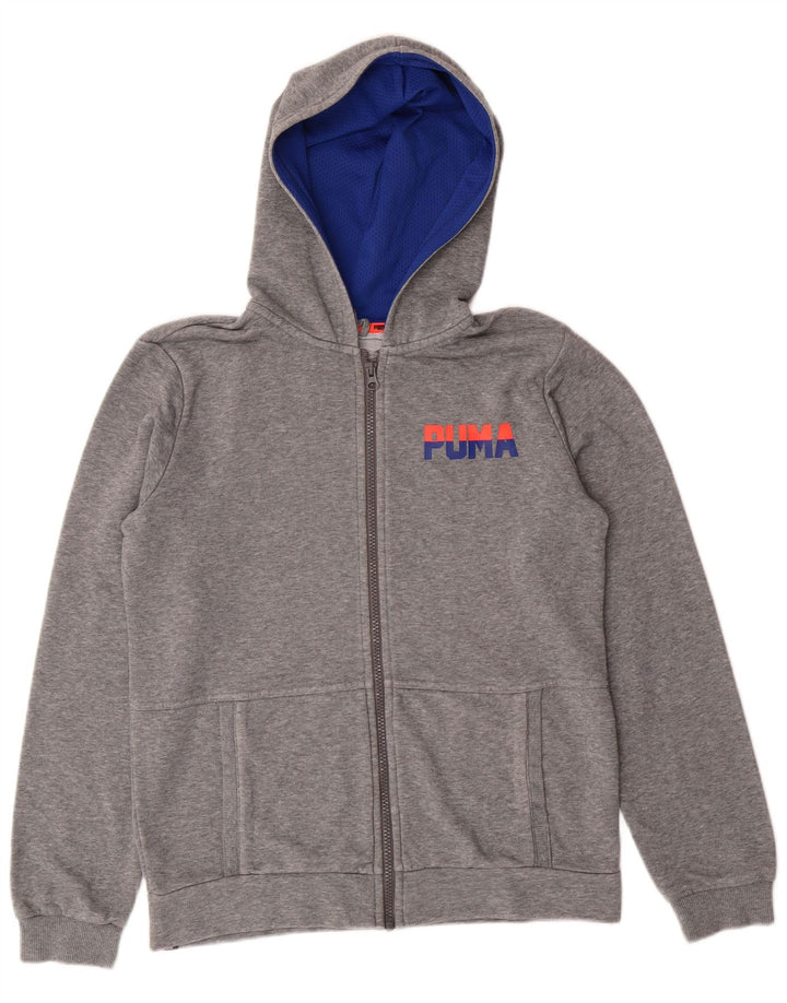 PUMA Sweat à capuche graphique zippé garçon 13-14 ans Gris Coton