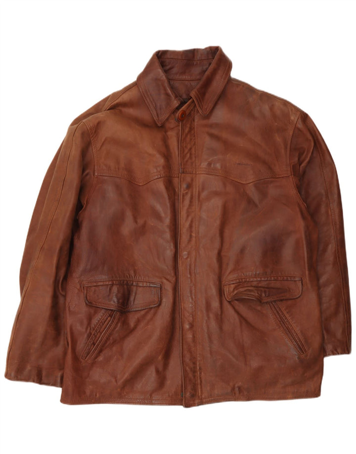 veste en cuir homme vintage UK 40 Grand cuir brun
