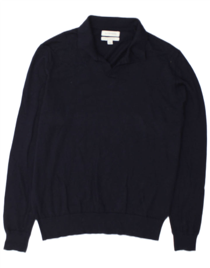 Marks & Spencer Pull à col polo autographe pour homme, grand, bleu marine