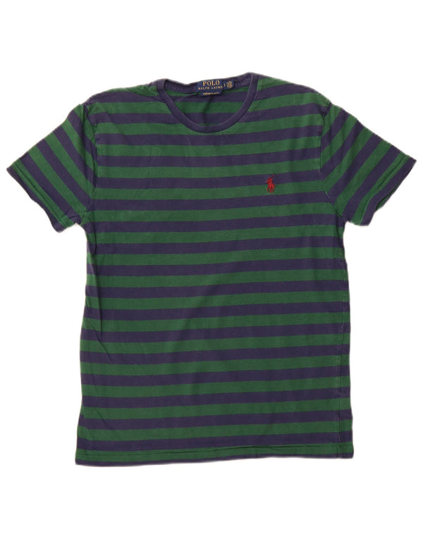 POLO RALPH LAUREN T-shirt ajusté personnalisé pour hommes, petit haut rayé vert