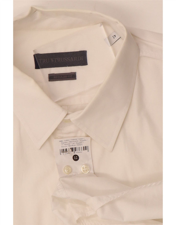 TRUSSARDI Chemise homme Taille 42 Grand Blanc Coton