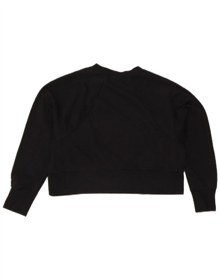 Nike Femme Crop Graphic Sweatshirt Jumper UK 14 Medium Noir Polyester