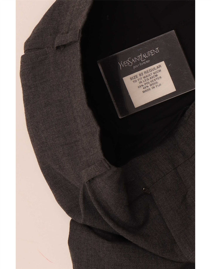 Yves Saint Laurent Pantalon de costume droit homme W36 L30 Gris Polyester