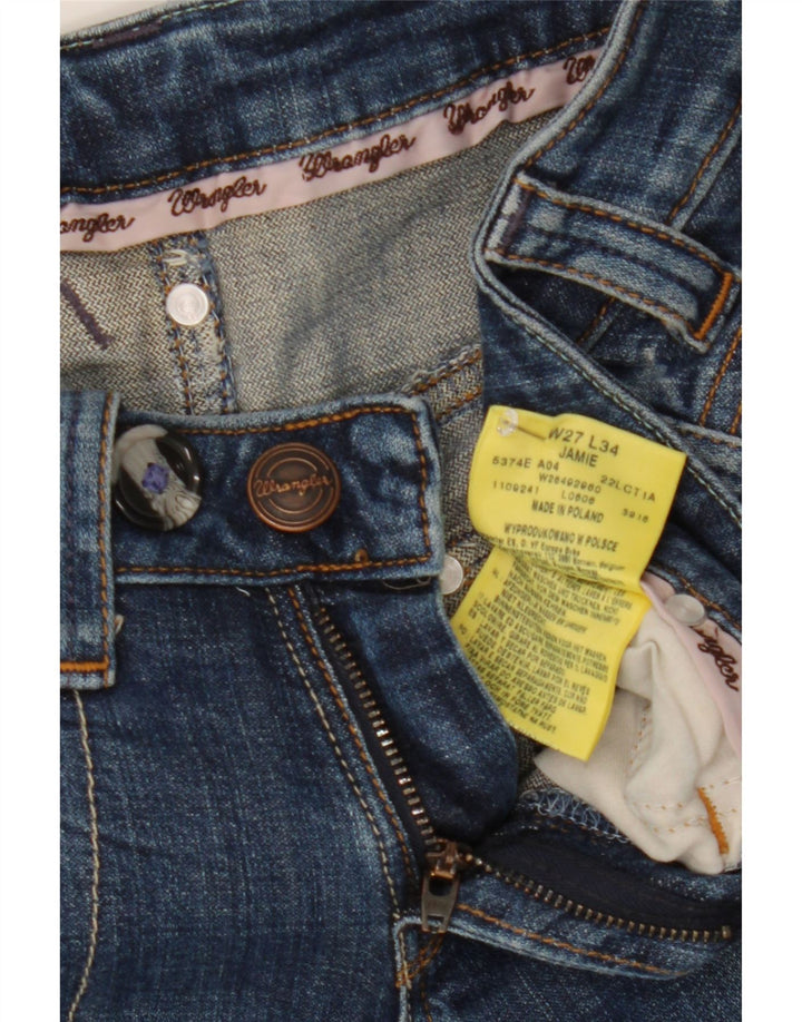 WRANGLER Womens Jamie Slim Jeans W27 L34 Blue Cotton Vintage Wrangler and Second-Hand Wrangler from Messina Hembry 