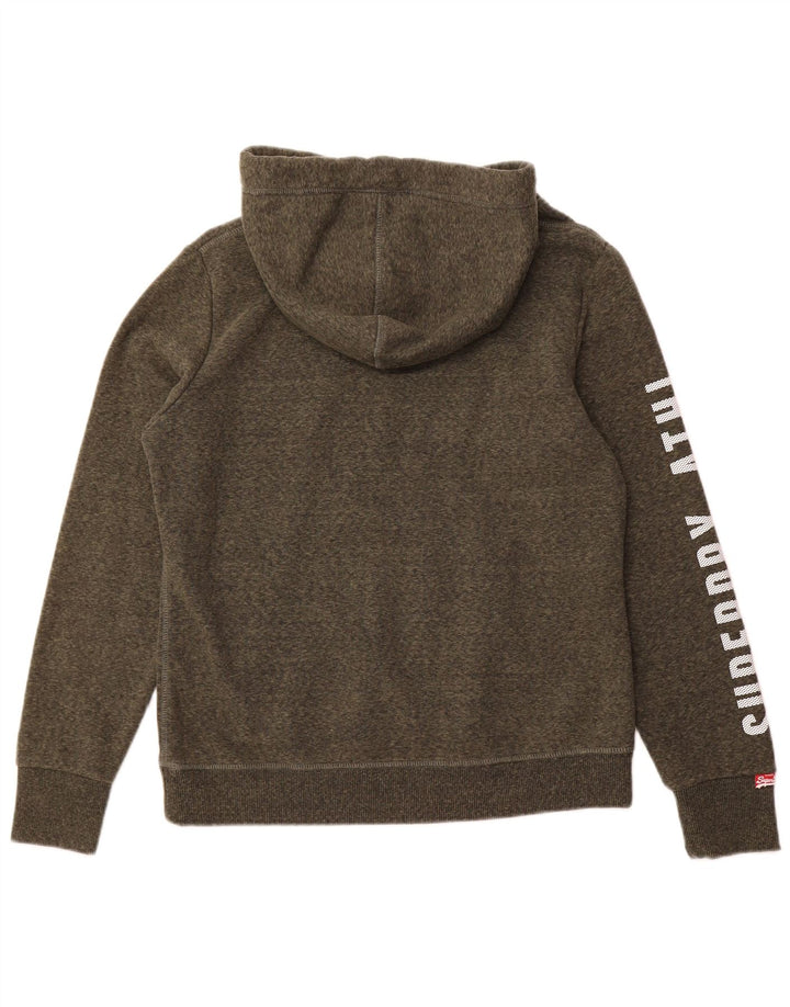SUPERDRY Pull à capuche d'athlétisme pour femme UK 14 Large Kaki Moucheté