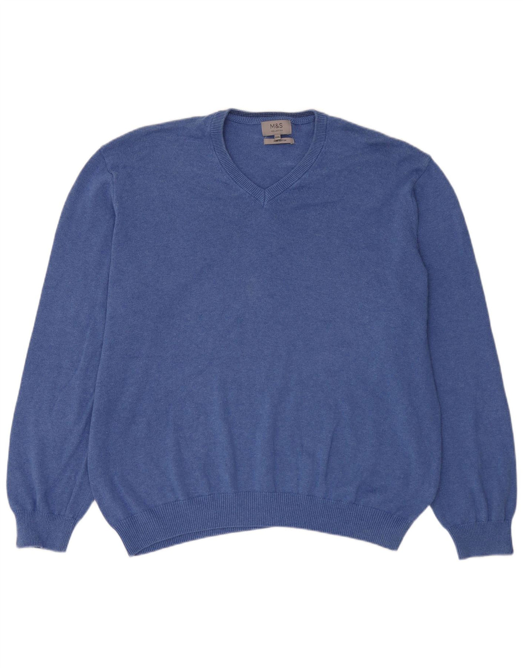 Marks & Spencer Pull col V pour homme en coton bleu 3XL