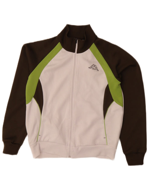 Kappa Veste de survêtement pour femme UK 14 Medium Blanc Colorblock Polyester