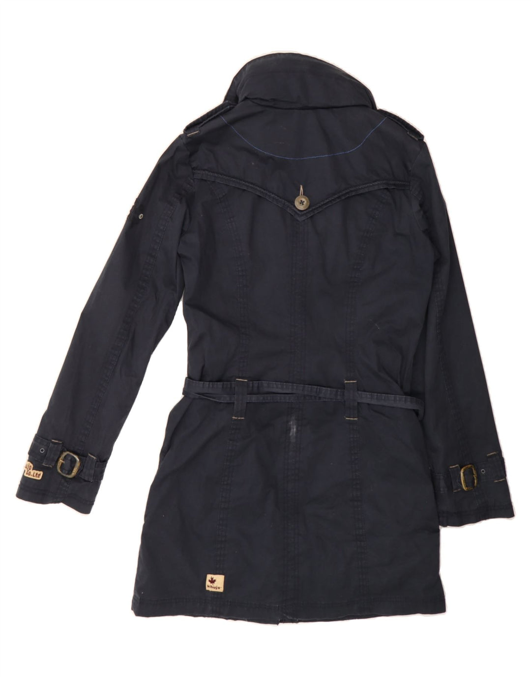 KHUJO Womens Military Overcoat UK 12 Medium Navy Blue Cotton Vintage KHUJO and Second-Hand KHUJO from Messina Hembry 
