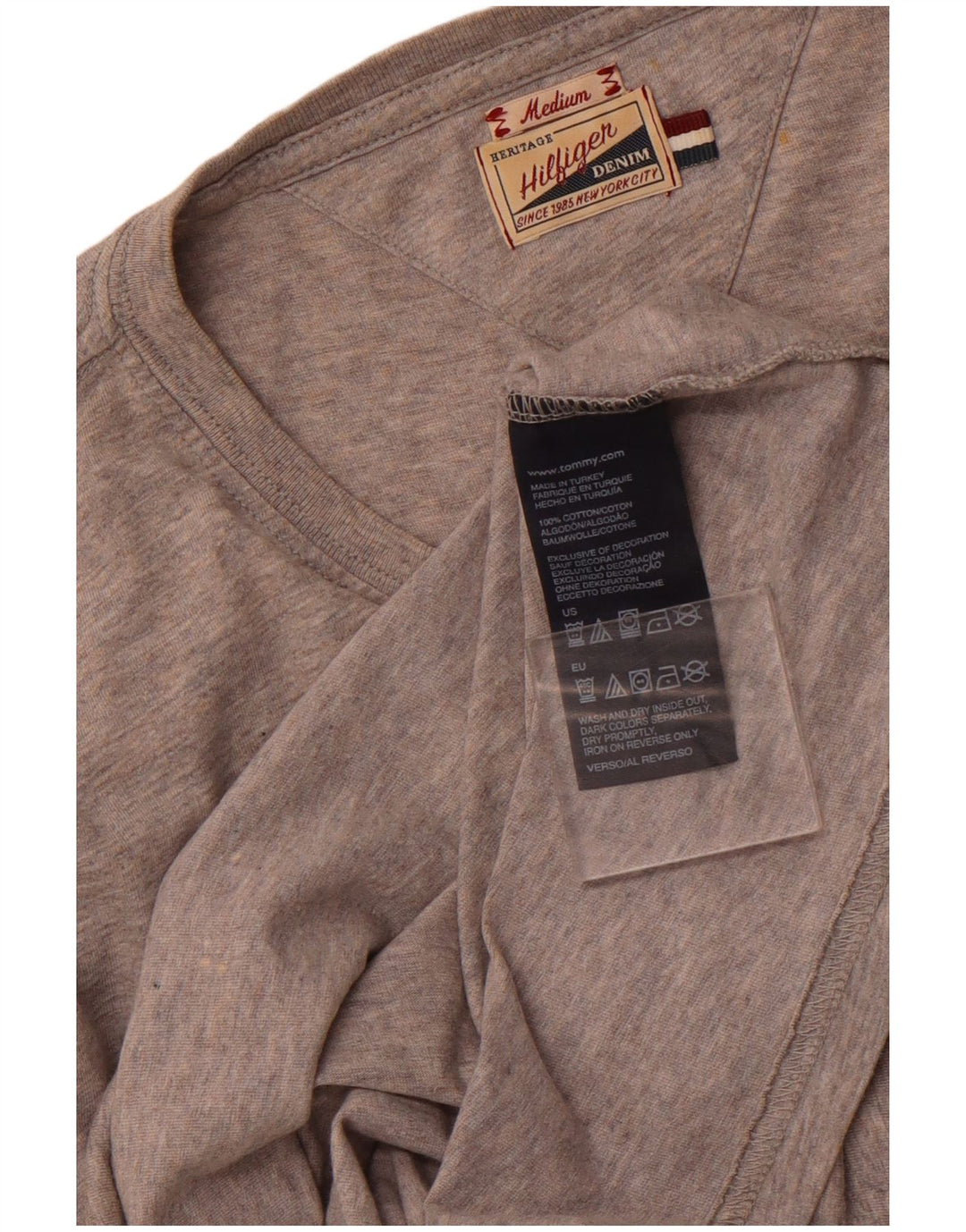 TOMMY HILFIGER Haut Heritage Graphic Manches Longues Homme Gris Moyen Coton