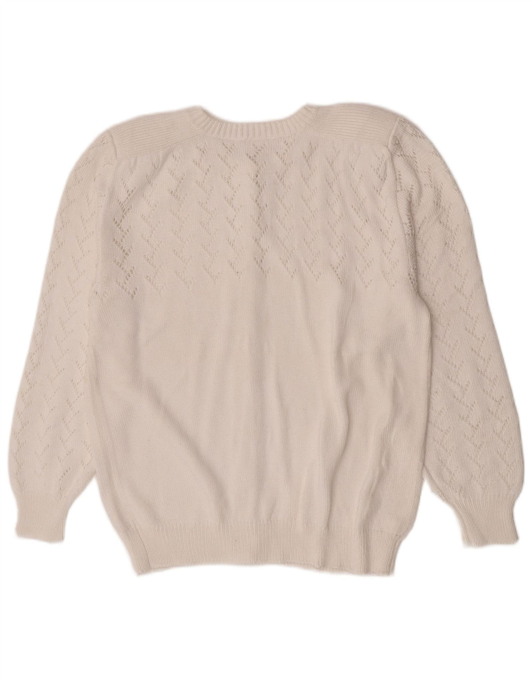 vintage Femme Cardigan Pull UK 14 Moyen Blanc