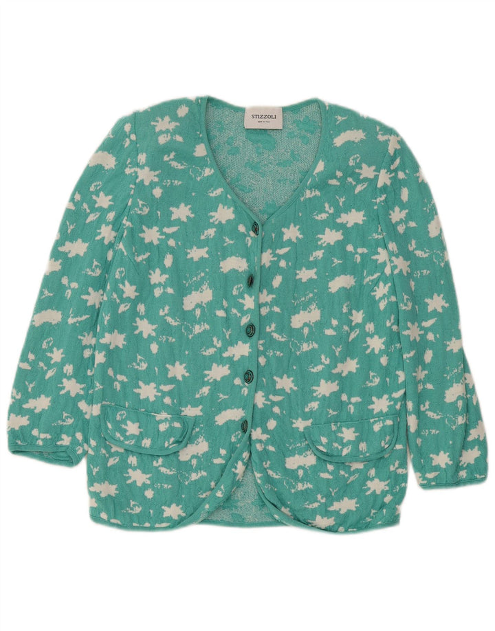 STIZZOLI Pull cardigan à motif abstrait pour femme UK 16 Large Vert