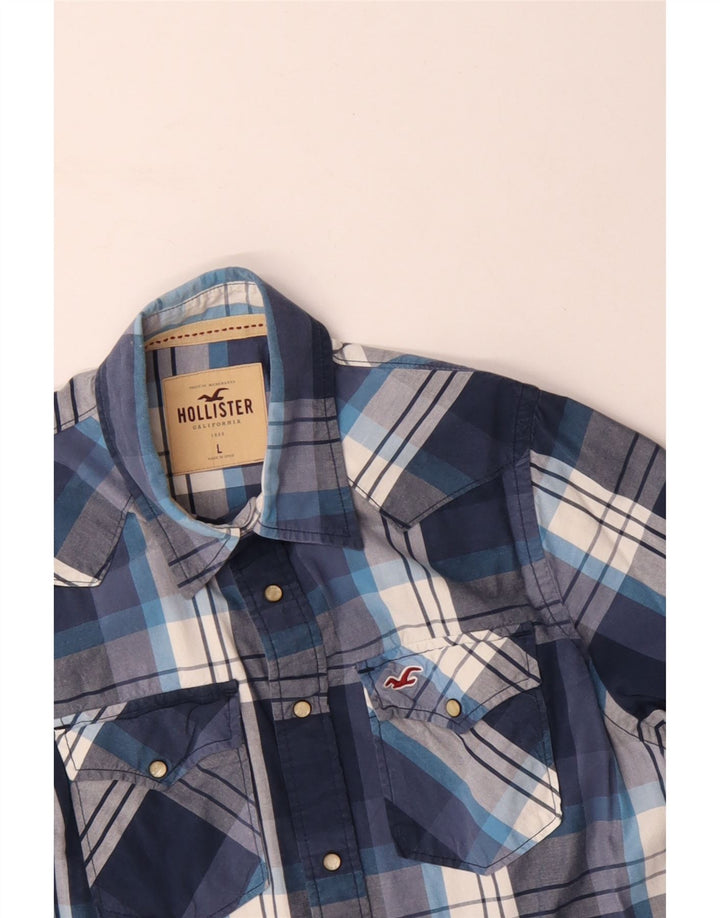 HOLLISTER Chemise homme Large bleu marine à carreaux en coton