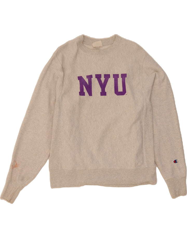 CHAMPION Mens Graphic Sweatshirt Jumper Small Grey Vintage Champion and Second-Hand Champion from Messina Hembry 