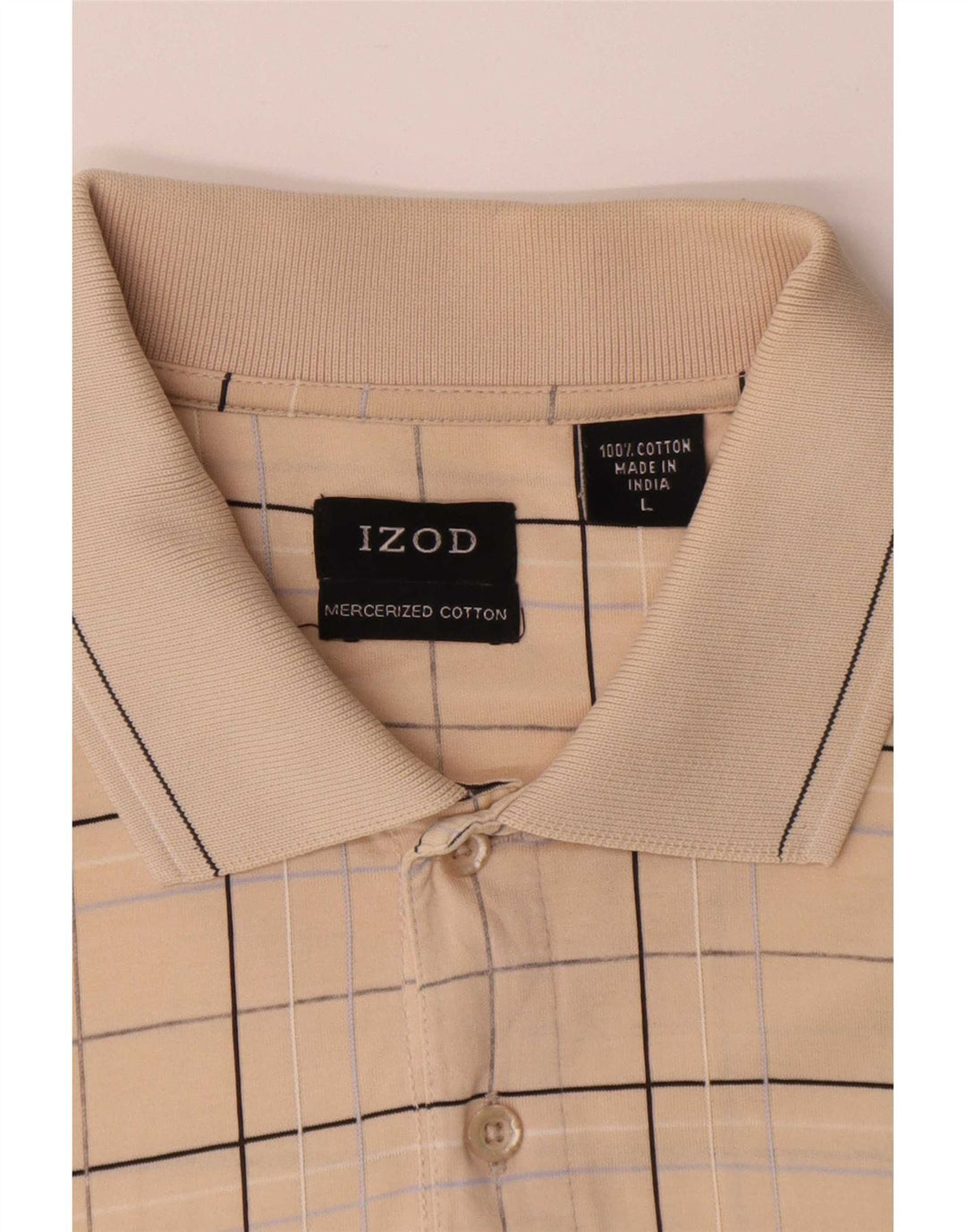Izod Polo Homme Grand Carreau Beige Coton
