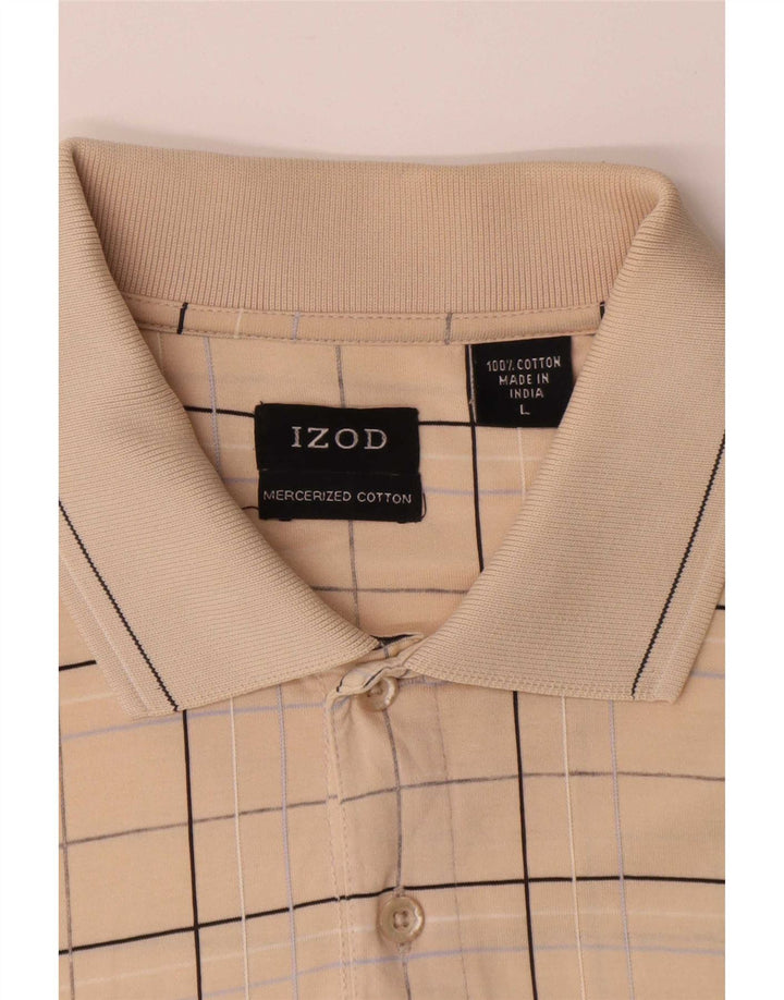 Izod Polo Homme Grand Carreau Beige Coton