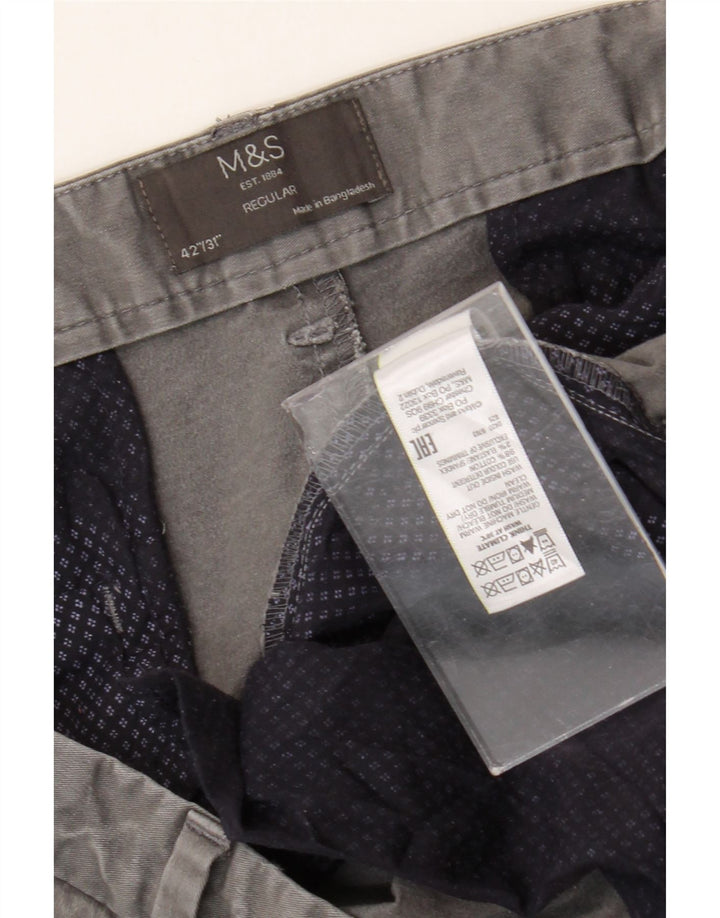 Marks & Spencer Pantalon Chino Coupe Regular Homme W42 L31 Gris Coton