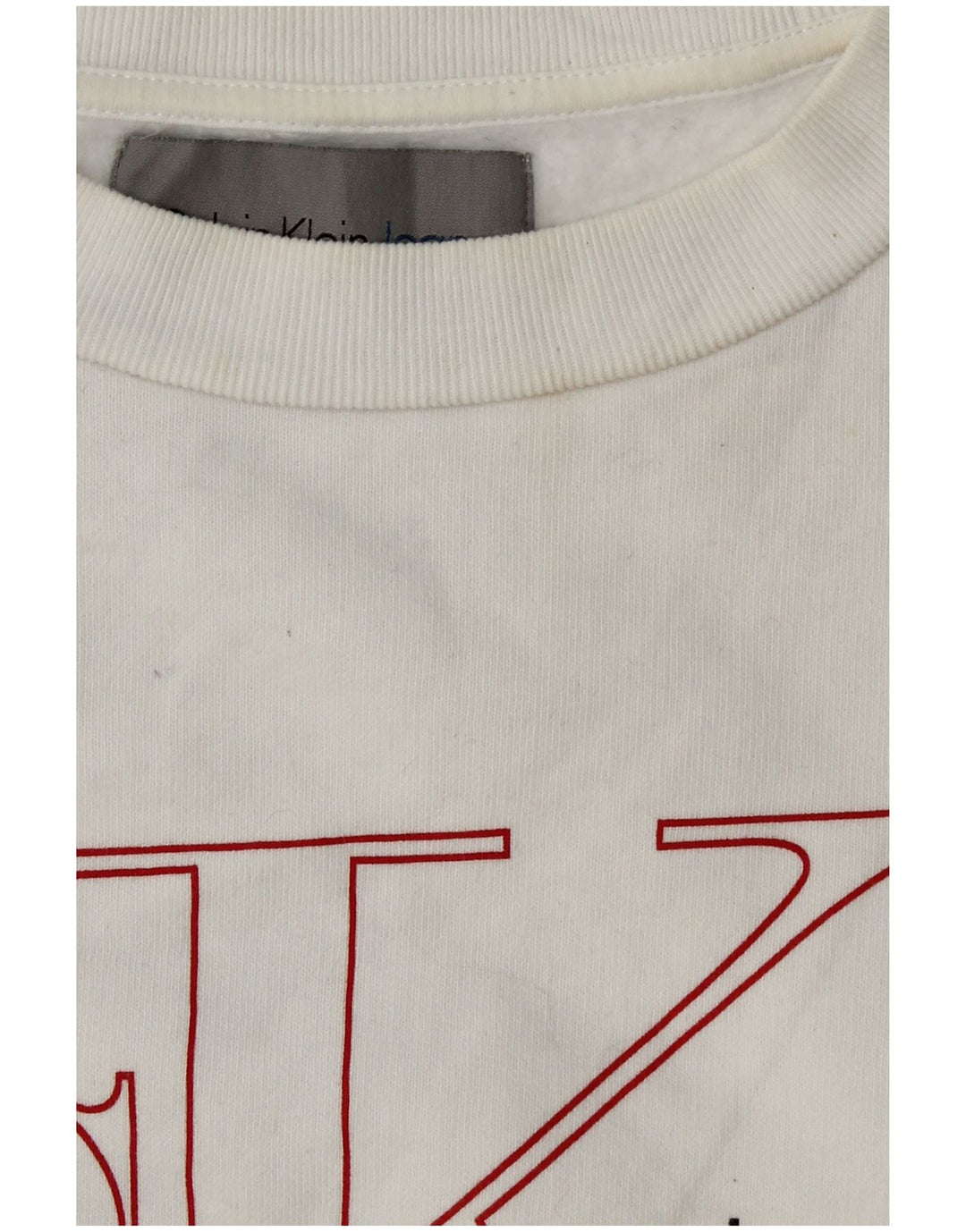 CALVIN KLEIN JEANS Sweat-shirt court graphique pour femme UK 6 XS Blanc