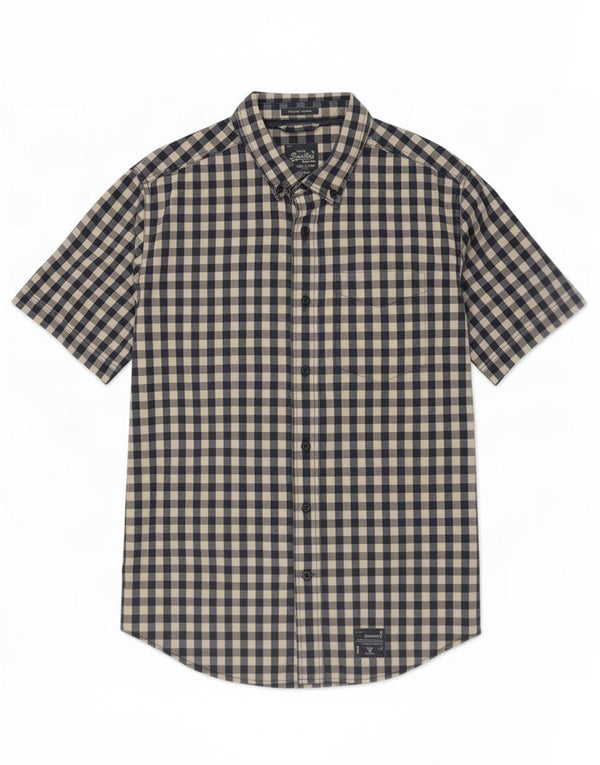Superdry Chemise à manches courtes pour homme en coton vichy bleu marine Large