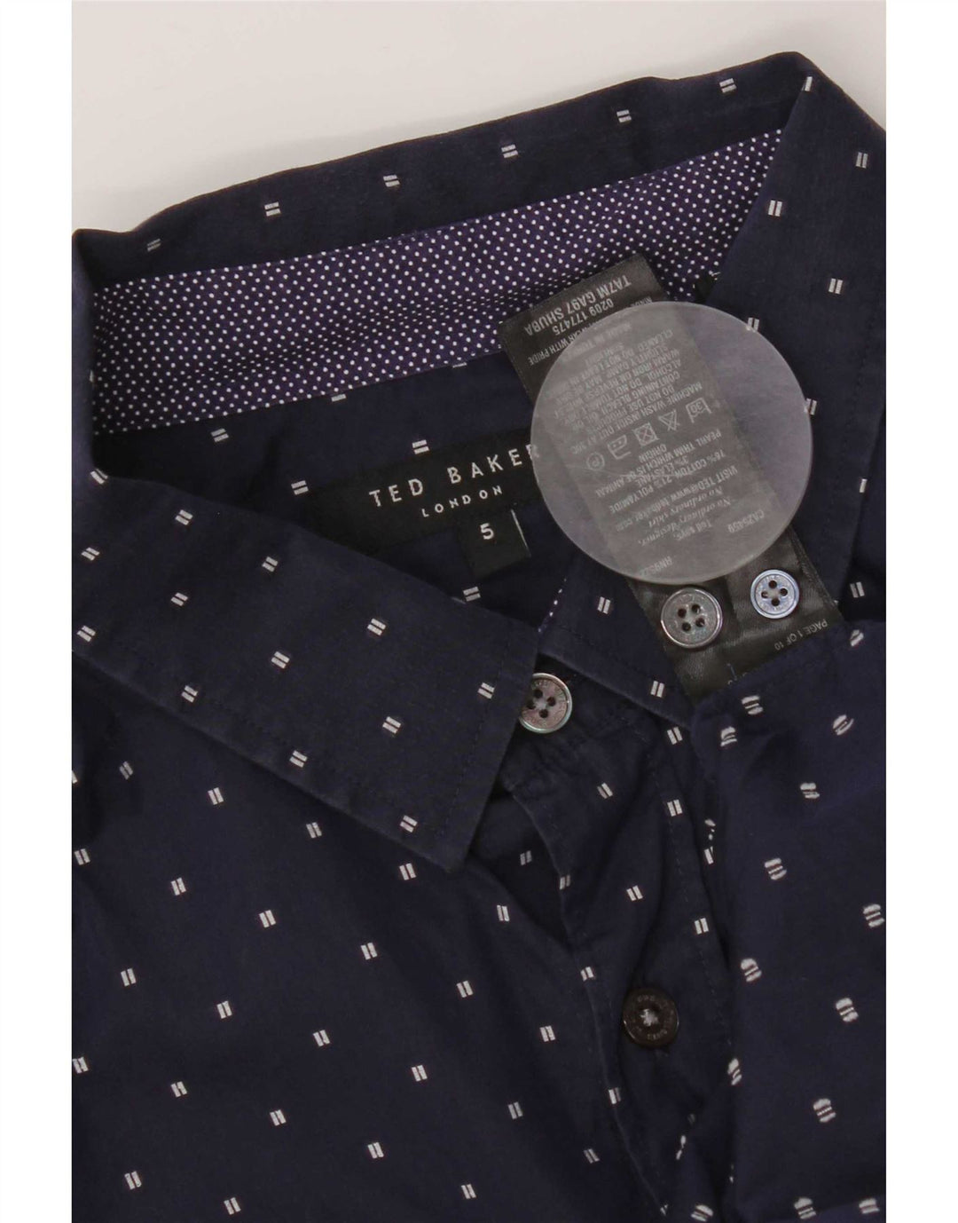 Ted Baker Chemise Homme Taille 5 XL Bleu Marine Spotted Coton