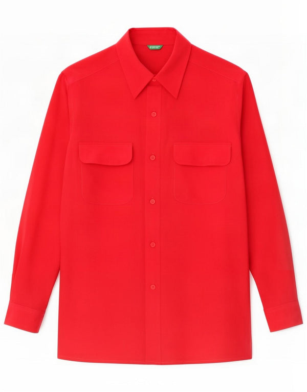Benetton Chemisier surdimensionné pour femme UK 10 Small Red Silk