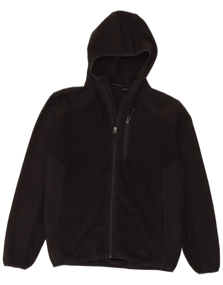 Reebok Veste polaire à capuche pour homme UK 38 Medium Noir Polyester