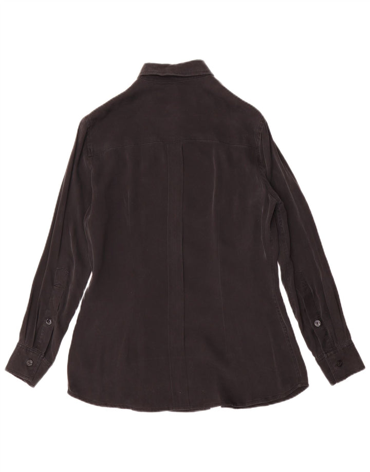 vintage Femme Chemise Blouse UK 12 Moyen Noir