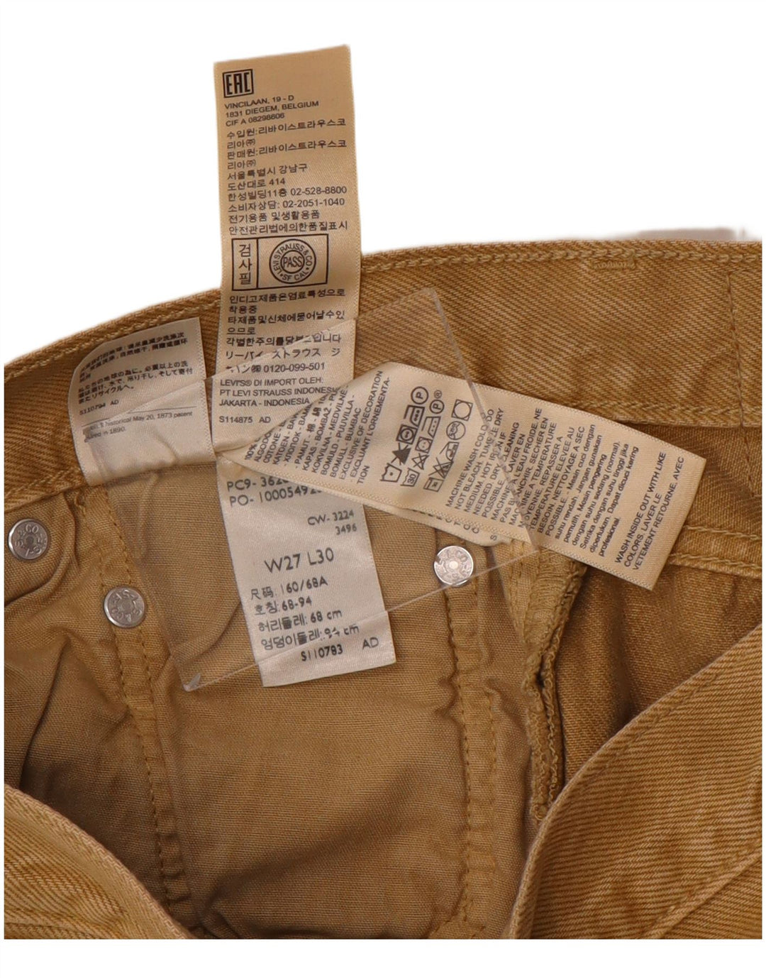 LEVI'S Pantalon décontracté taille haute 501 pour femme W27 L30 Marron Coton