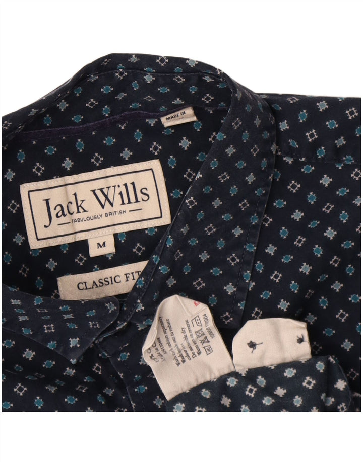 Jack Wills Chemise Coupe Classique Homme Bleu Marine Moyen Coton Géométrique