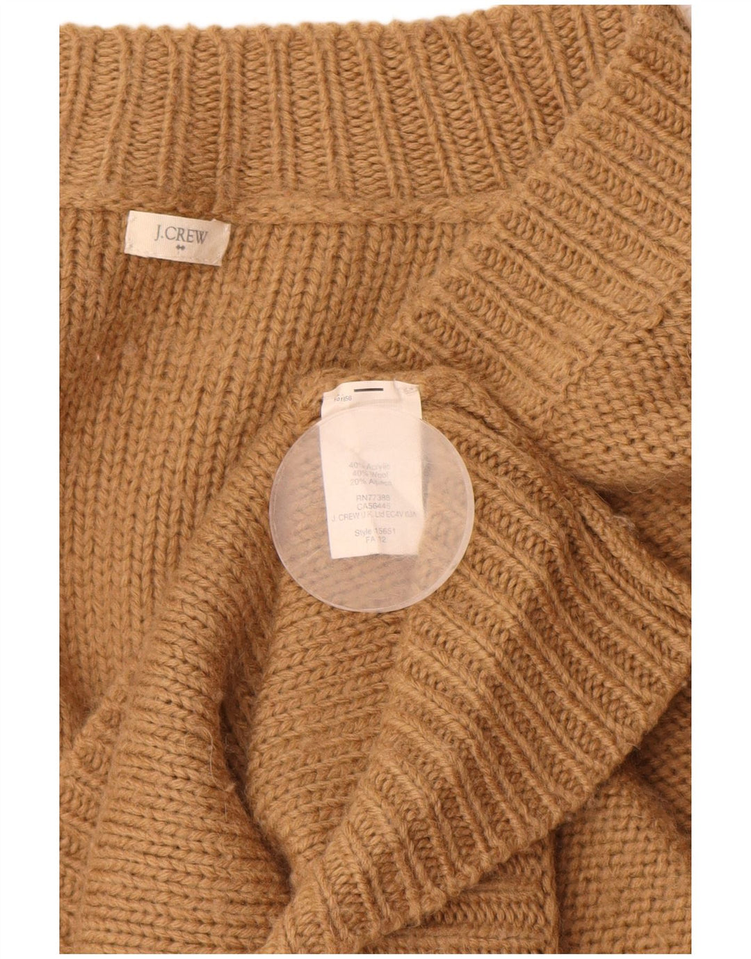 J. CREW Pull long à col en V pour femme UK 12 Beige moyen