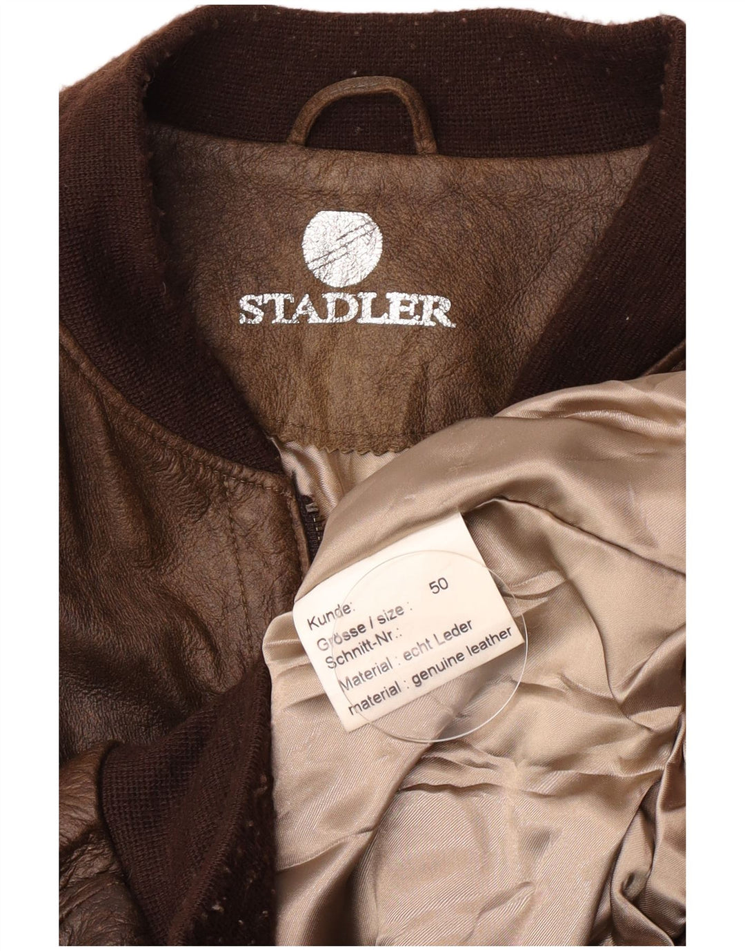 Stadler Veste bomber en cuir pour homme EU 40 Large Marron