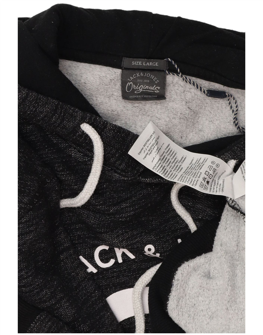 JACK & JONES Pull à capuche graphique pour homme en polyester moucheté gris grand
