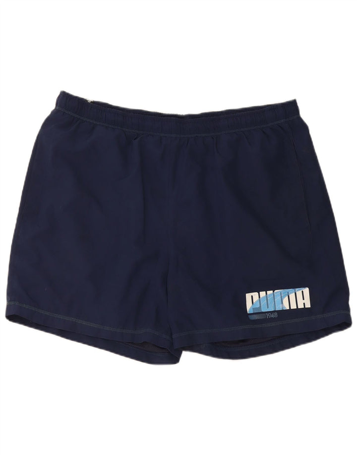 PUMA Short de sport graphique pour homme XL Bleu marine Polyester