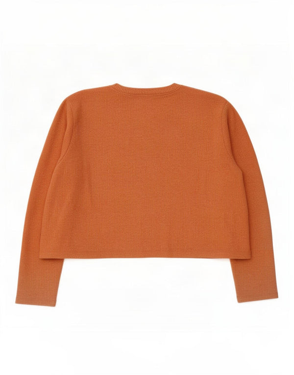 Zara Womens Crop Top Manches Longues UK 16 Large Orange