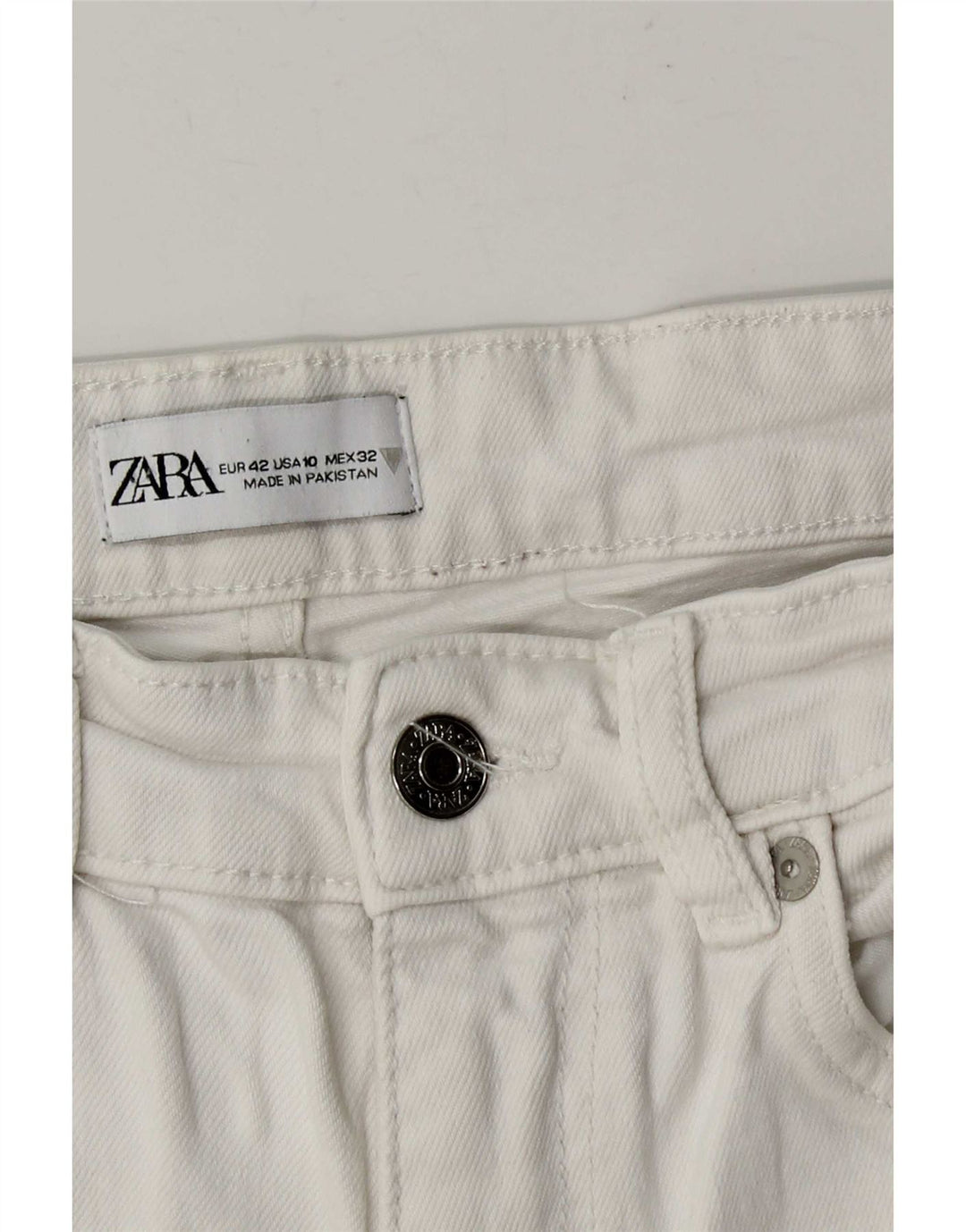 Zara Femme Pantalon Court Droit Large W32 L25 Blanc
