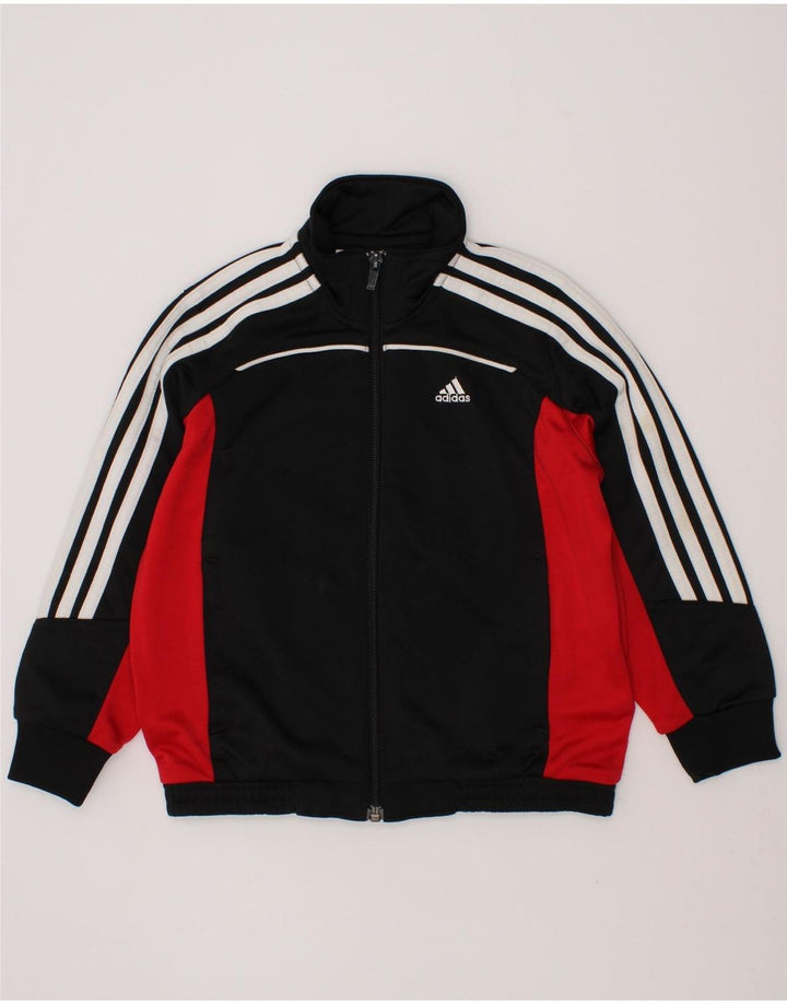 ADIDAS Boys Graphic Tracksuit Top Jacket 5-6 Years Black Colourblock Vintage Adidas and Second-Hand Adidas from Messina Hembry 