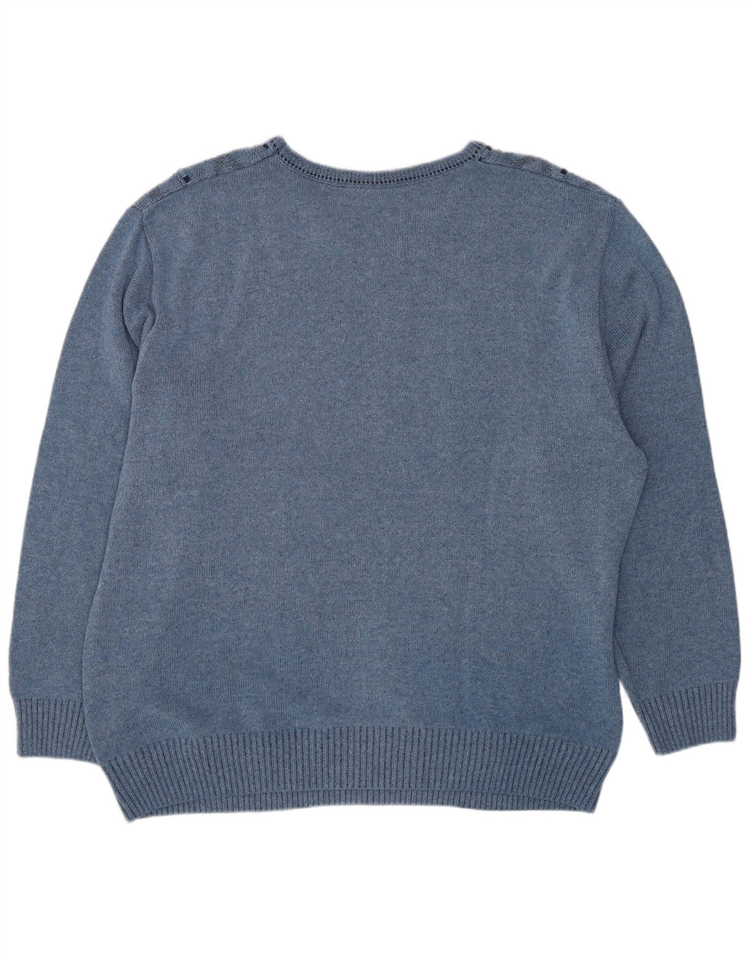 VINTAGE Pull col V pour homme UK 44 XL Coton géométrique bleu