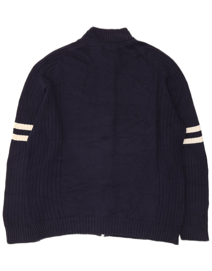 Lacoste Homme Cardigan Pull Taille 6 XL Bleu Marine Rayé Coton
