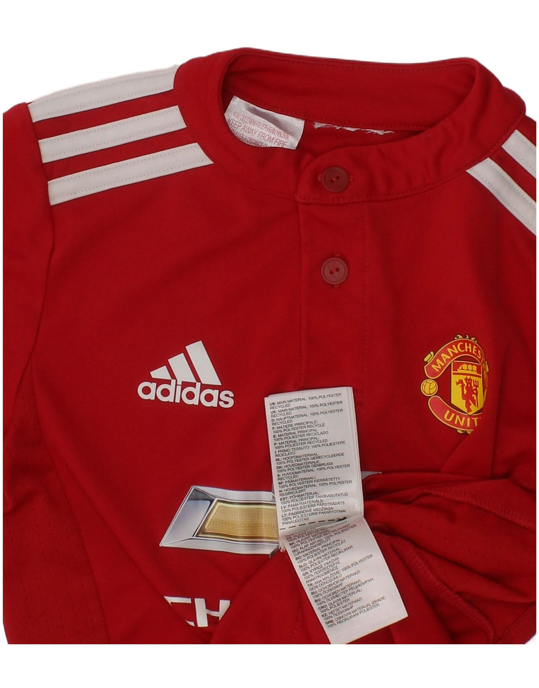 Adidas Garçons Manchester United Graphic T-Shirt Top 3-4 ans Rouge Polyester