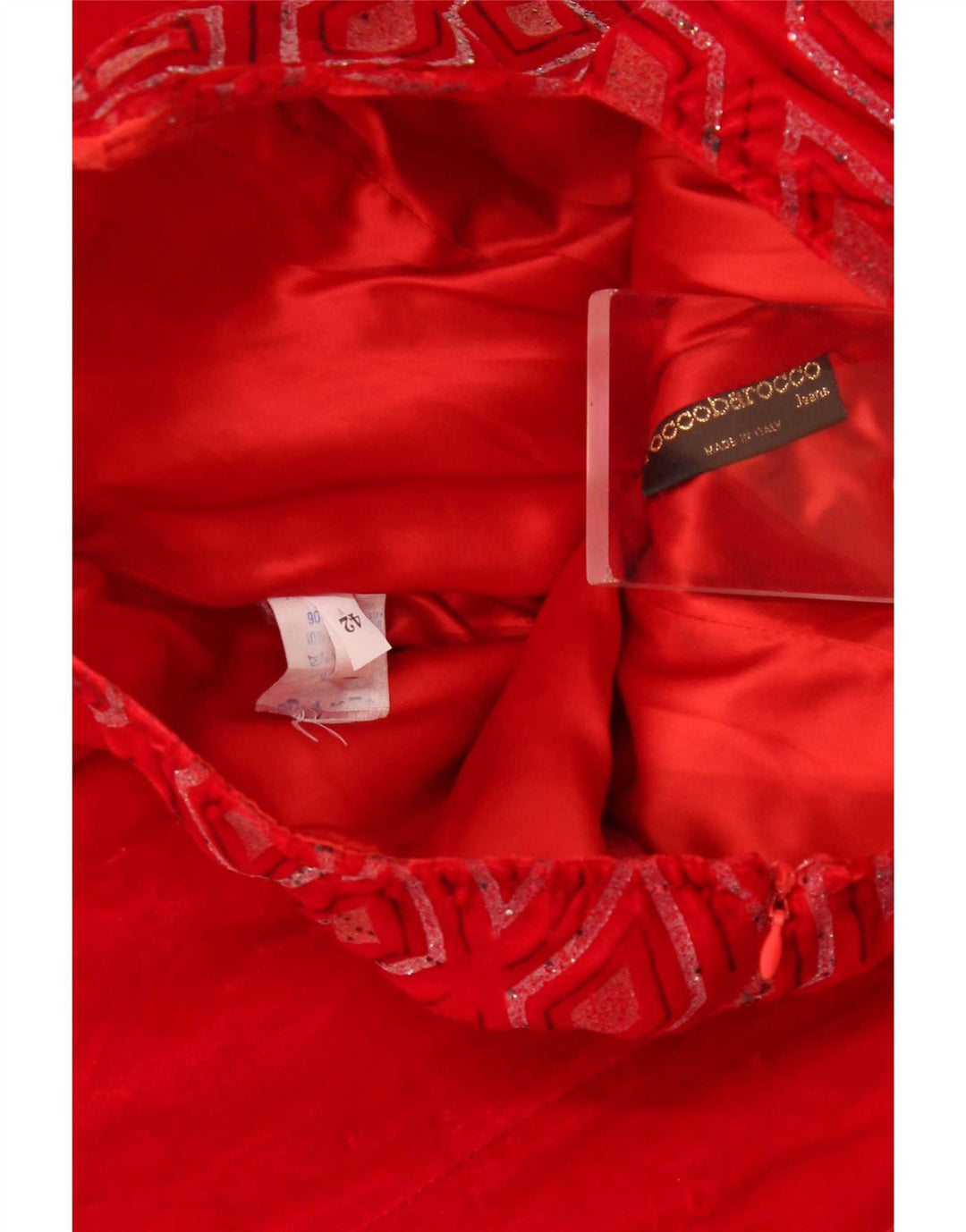 Roccobarocco Robe bustier femme IT 42 Argyle rouge moyen/viscose diamant